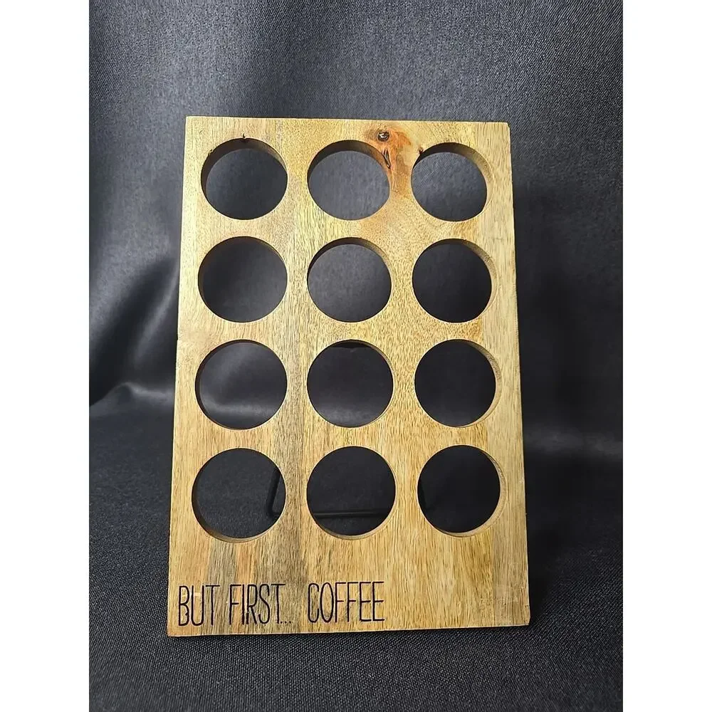 But First...Coffee Pod Stand Farmhouse Pod Holder K-Cup Compatible Wood 12 Hole
